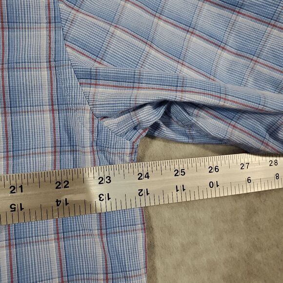 Wrangler Shirt Mens Large Blue Plaid Cowboy George Strait Collared Button Down - Picture 5 of 9